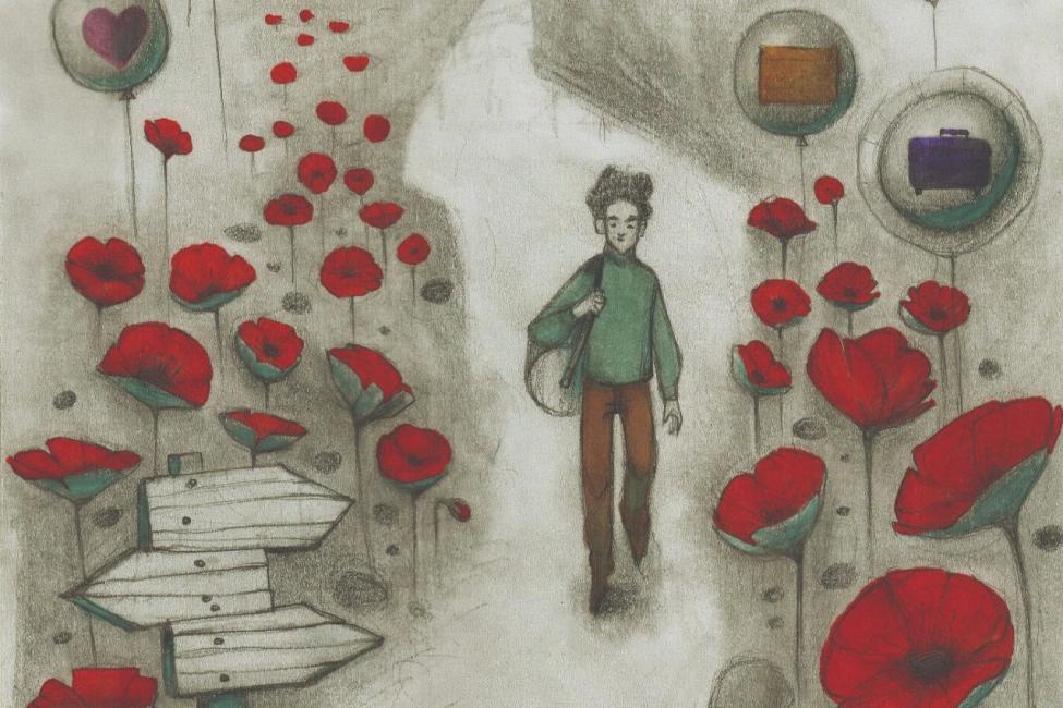 The Self-Care Handbook for Syrian Men in Germany is illustrated by the Syrian artist Diala Brisly, whose artwork focuses on the experiences of Syrian migrants. Illustration: IOM 