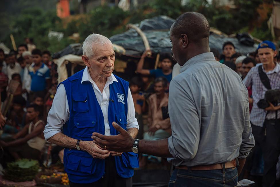 <p>A tireless advocate on behalf of migrants and refugees, DG Swing was interviewed by the BBC in Cox's Bazar, Bangladesh, in Oct 2017, as hundreds of thousands of Rohingya were fleeing across the border from Myanmar. Photo: IOM/ Muse Mohammed</p>
